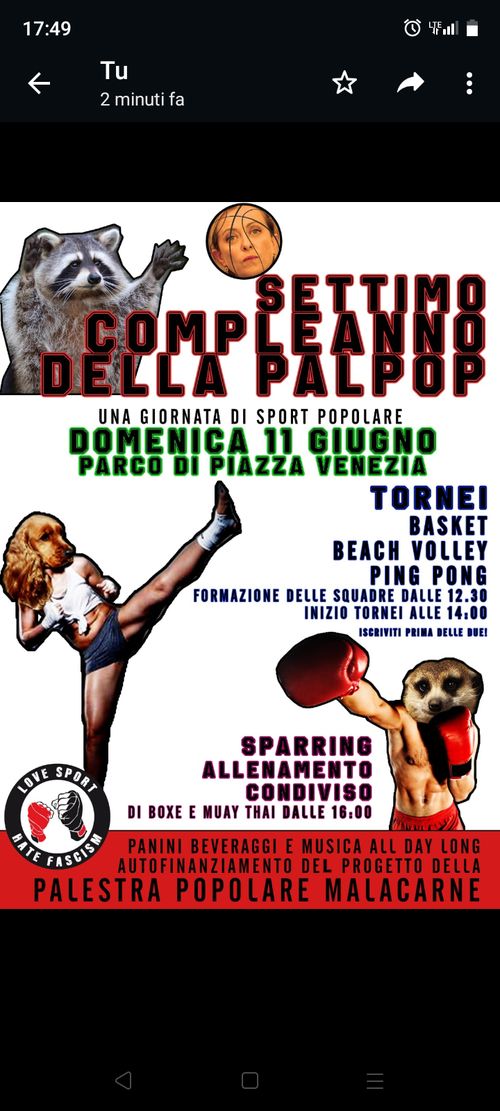 7^ Compleanno Palestra Popolare Malacarne