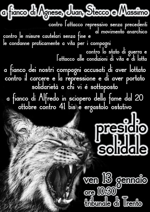 Trento: Presidio solidale al tribunale